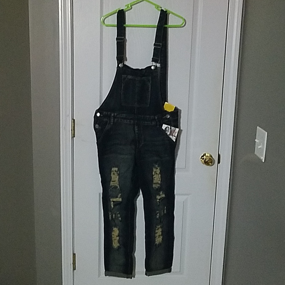 VIP Jeans Skinny Distressed Overalls - Size 15/16
